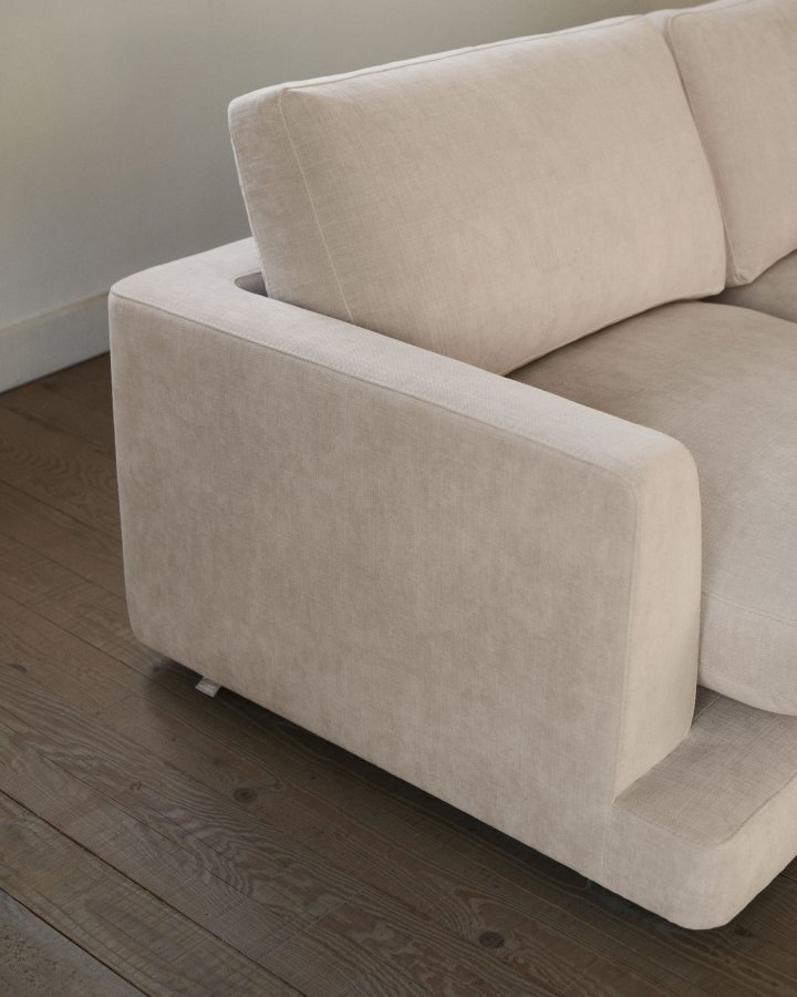 KAVE HOME Gala 4-seters sofa, med venstre sjeselong - beige stoff (300 cm)