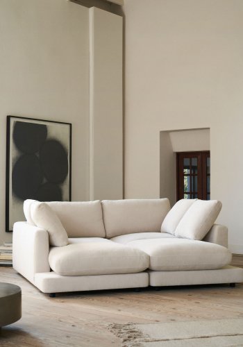 KAVE HOME Gala 3 pers. sofa, m. dobbelt chaiselong - beige stof (210cm)