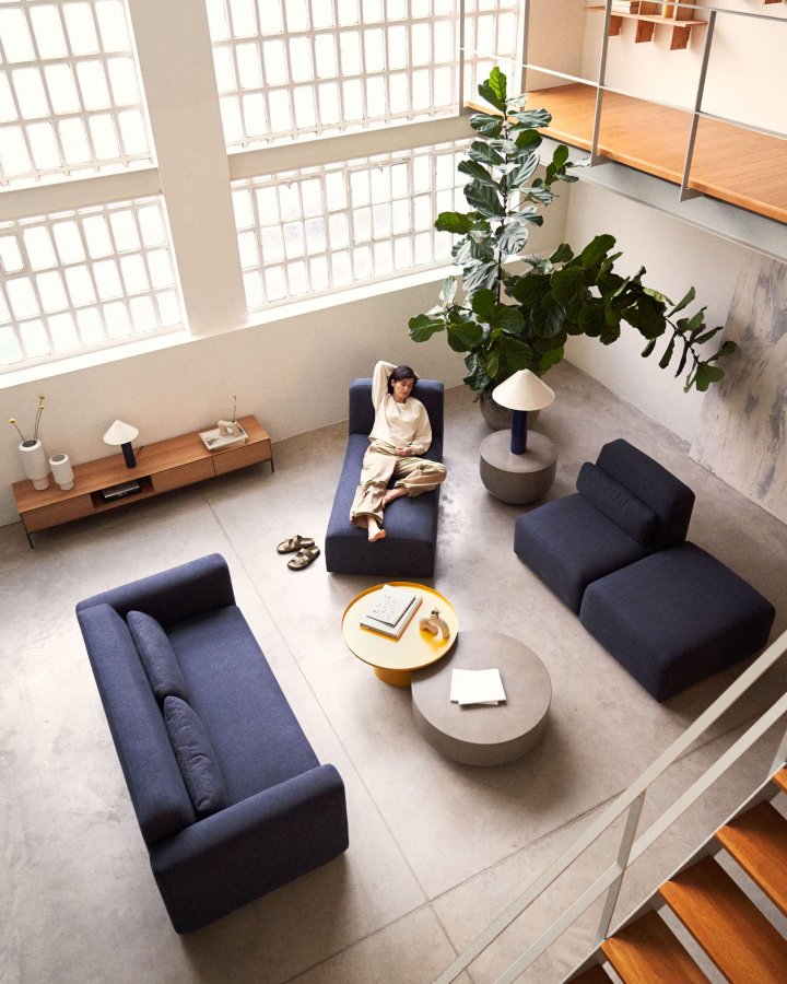 KAVE HOME Neom 2-personers modulsofa - bltt stoff (188cm)