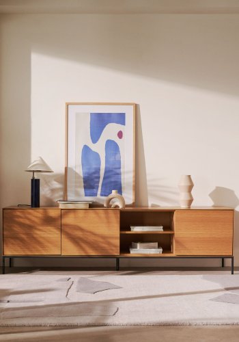 KAVE HOME Shiva bordlampe - hvitt og bltt jern