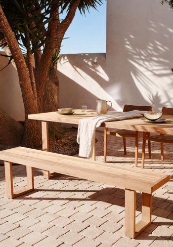 KAVE HOME Canadell hagebenk, rektangulrt - naturlig resirkulert teak (170x35)