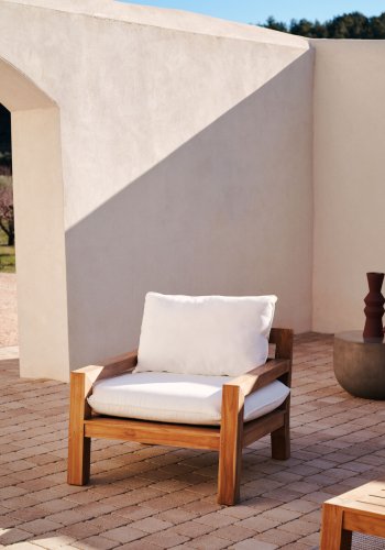 KAVE HOME Forcanera stol, m. hvit pute - brun teak