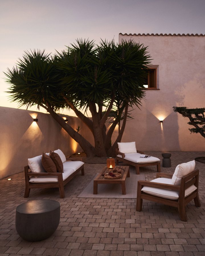 KAVE HOME Saranella brbar bordlampe, oppladbar m. USB-kabel, rund - brun polyrattan og metall