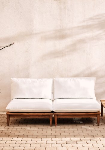 KAVE HOME Portitxol modulær udendørs lænestol, m. hynder - natur teaktræ (sæt med 2)