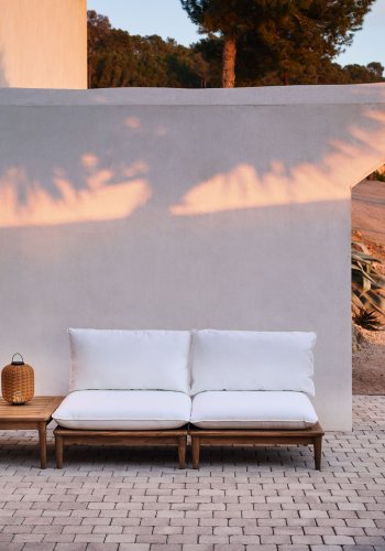 KAVE HOME Portitxol modulær udendørs lænestol, m. hynder - natur teaktræ (sæt med 2)