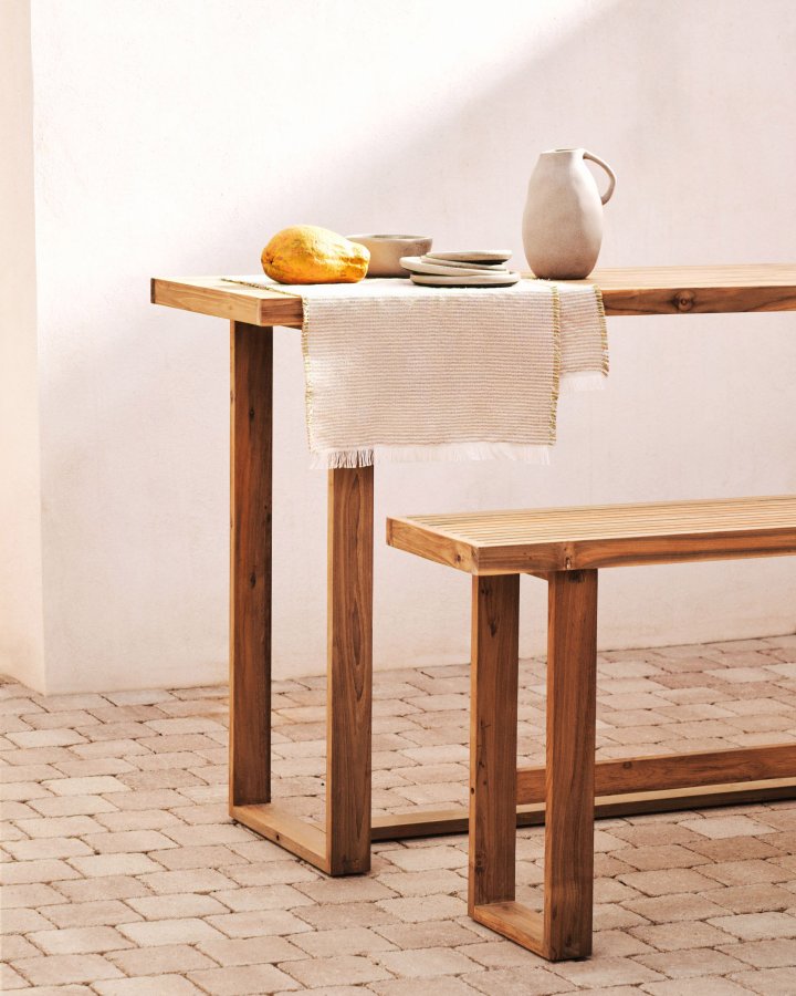 KAVE HOME Canadell utendrs barbord, rektangulrt - naturlig resirkulert teak (140x70)