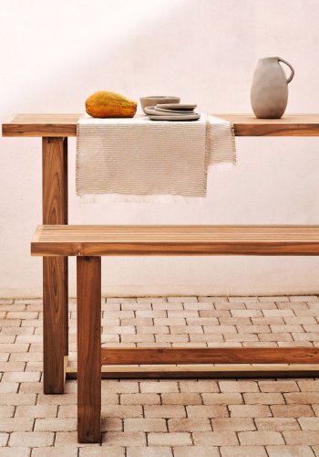 KAVE HOME Canadell utendrs benk, rektangulr - naturlig resirkulert teak (130x35)