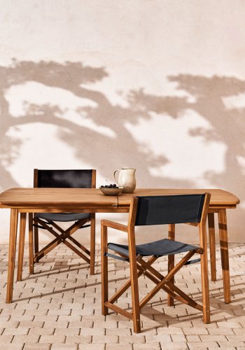 KAVE HOME Thianna hagebord, med uttrekk - naturlig akasietre (180x90)