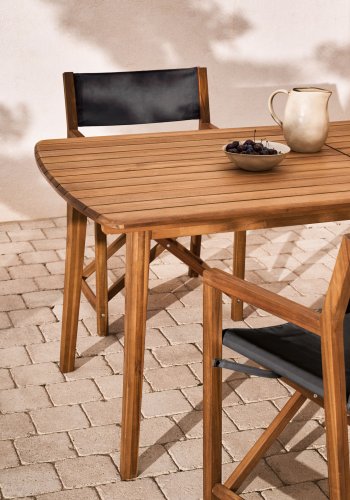 KAVE HOME Thianna hagebord, med uttrekk - naturlig akasietre (180x90)