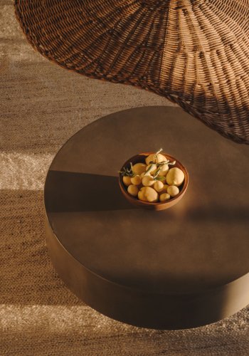 KAVE HOME Garbet salongbord, for innvendig og utvendig, rund - gr fibersement (80)