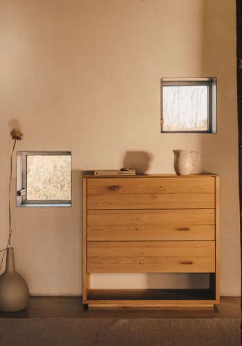 KAVE HOME Alguema kommode, m. 3 skuffer - naturlig eikefiner