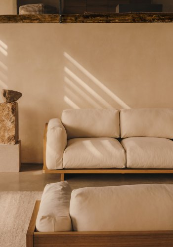 KAVE HOME Oaq 3-seters sofa - beige stoff (225cm)