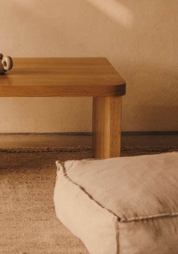 KAVE HOME Forallac puf, kvadratisk - beige h�r (50x50)