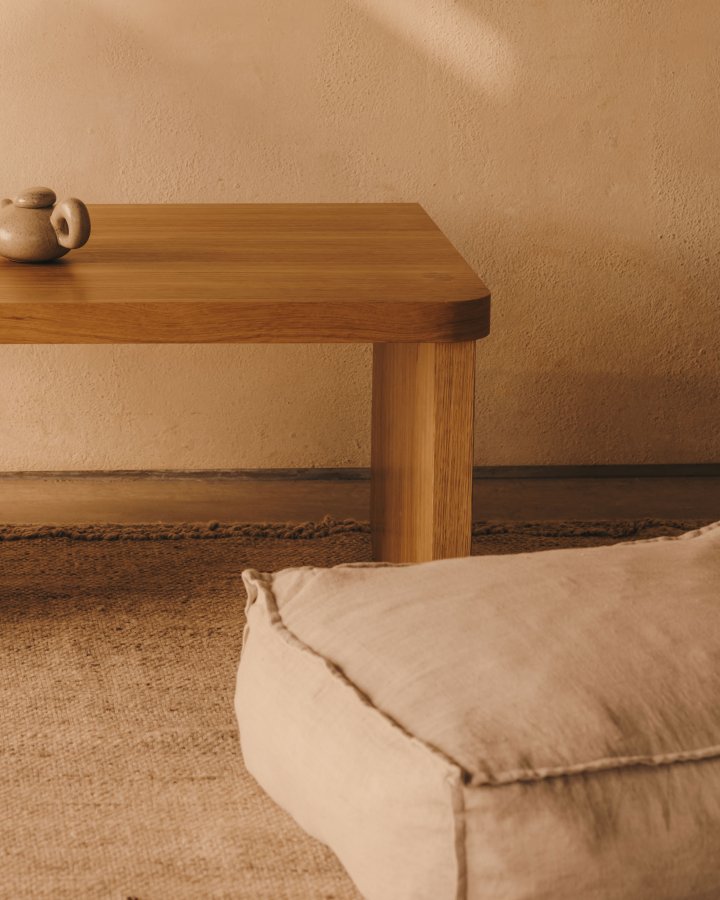 KAVE HOME Forallac puf, kvadratisk - beige h�r (50x50)