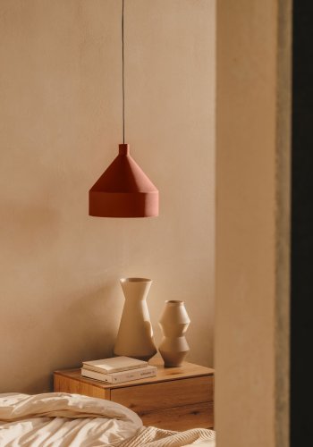 KAVE HOME Peralta taklampe, rund - terrakottametall (30)