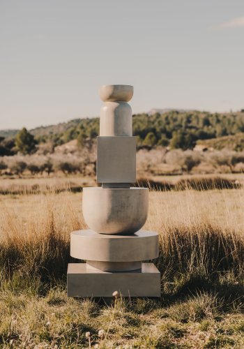 KAVE HOME Garbet sidebord, for innvendig og utvendig, rund - gr fibersement (32)