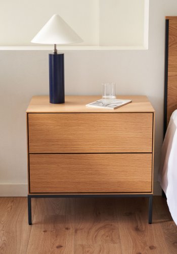 KAVE HOME Vedrana sidebord, m. 2 skuffer - naturlig eikefiner og sort stl (60x40)