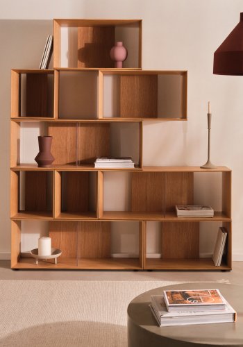 KAVE HOME Litto modulr bokhylle, rektangulr - brun eikefiner (101x152) (sett med 6)