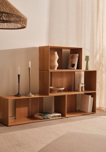 KAVE HOME Litto modulr bokhylle, rektangulr - brun eikefiner (168x76) (sett med 4)