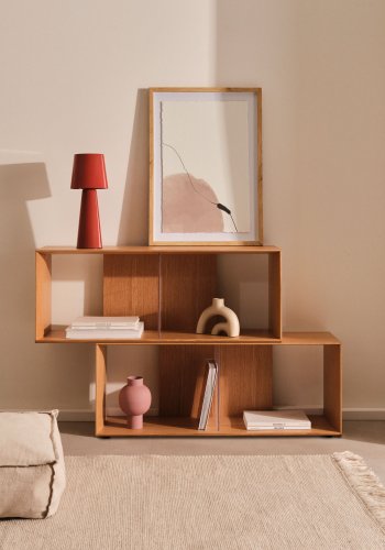 KAVE HOME Litto modulr bokhylle, brun eikefiner (101x76) (sett med 2)