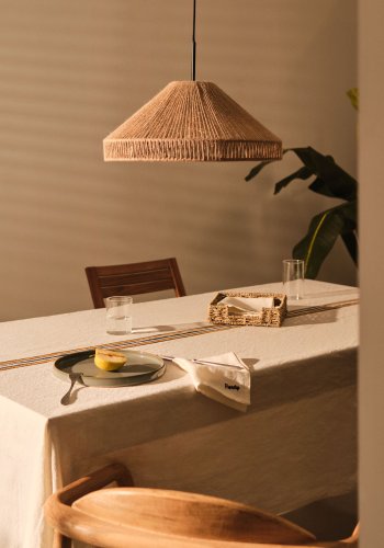 KAVE HOME Pontos taklampeskjerm, rund - naturlig jute (45)