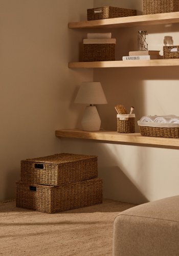 KAVE HOME Tossa sett med 2 kurver i naturfiber med lokk, 55 x 36 cm / 60 x 40 cm