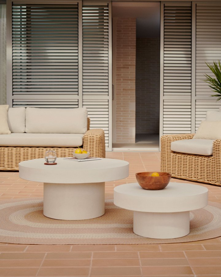 KAVE HOME Aiguablava salongbord, rundt - hvit sement (66)