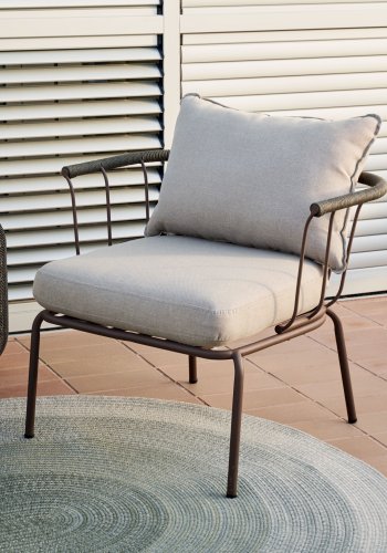 KAVE HOME Salguer utendrs lenestol, med beige puter - grnt tau og brunt stl