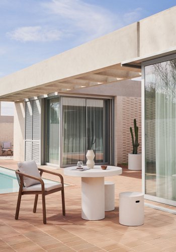 KAVE HOME Aiguablava spisebord, rundt - hvit sement (90)