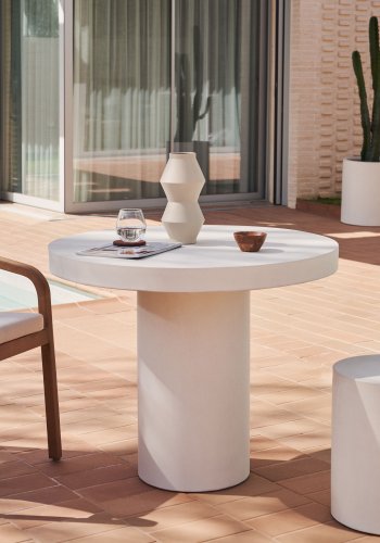 KAVE HOME Aiguablava spisebord, rundt - hvit sement (90)