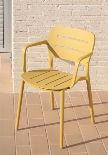 KAVE HOME Morella hagestol, med armlener - sennepsgul plast