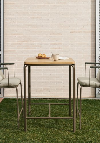 KAVE HOME Salguer utendrs barbord, firkantet - naturlig akasietre og brunt stl (70x70)