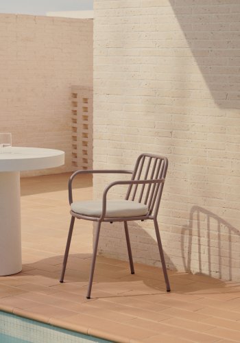 KAVE HOME Bramant spisebordsstol, m. armln og stofhynde - mauve stl