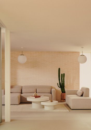 KAVE HOME Neom 3-personers modulsofa, med hyre/venstre sjeselong - beige stoff (263cm)