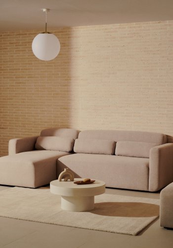 KAVE HOME Neom 3-personers modulsofa, med hyre/venstre sjeselong - beige stoff (263cm)