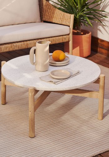 KAVE HOME Pola salongbord, rundt - sement og naturlig eukalyptustre (84,4)