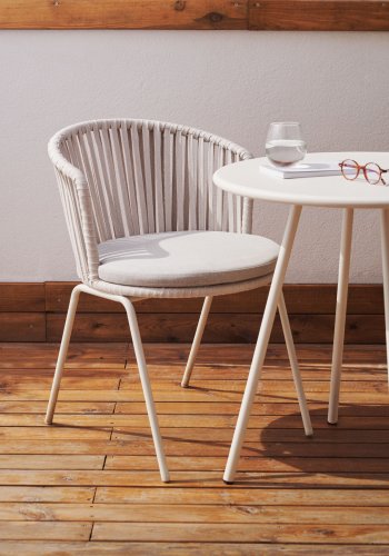 KAVE HOME Saconca hagestol, med pute - grtt tau og stl