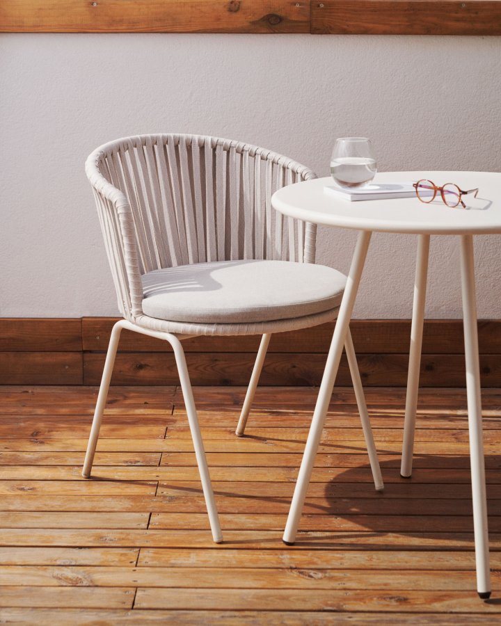 KAVE HOME Saconca hagestol, med pute - grtt tau og stl