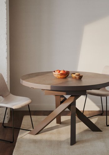 KAVE HOME Vashti spisebord, med uttrekk - brun keramikk og stl (120(160)