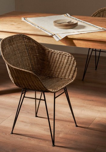 KAVE HOME Charley spisestol - natur/gr rotting/metall, med armlener 