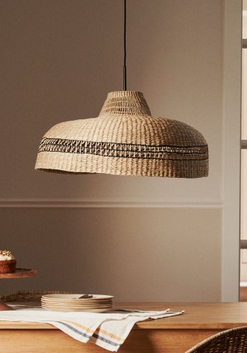 KAVE HOME Rupia taklampeskjerm i naturfiber med naturlig og sort finish, : 55 cm