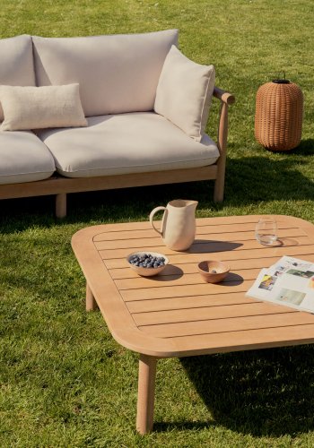 KAVE HOME Sacova utendrs salongsett, m. 5-manns hjrnesofa og 1 salongbord - eukalyptustre