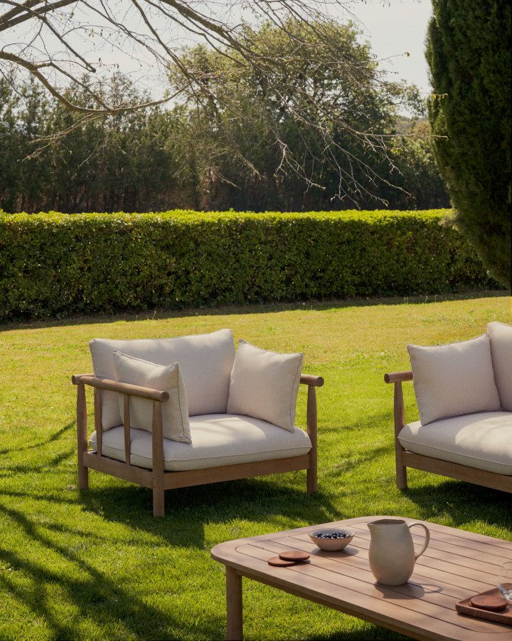 KAVE HOME Sacova utendrs lenestol, med armlener - eukalyptus tre