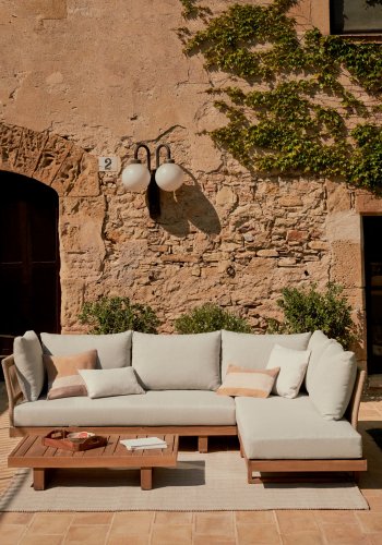 KAVE HOME Raco utendrs 5-manns hjrnesofa og salongbord - akasietre