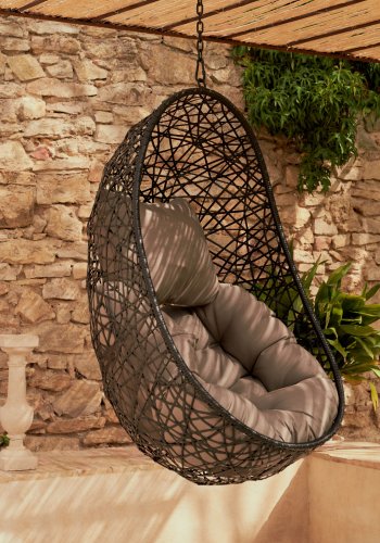 KAVE HOME Florina hengestol, med puter - mrkegr polyrotting og rotting