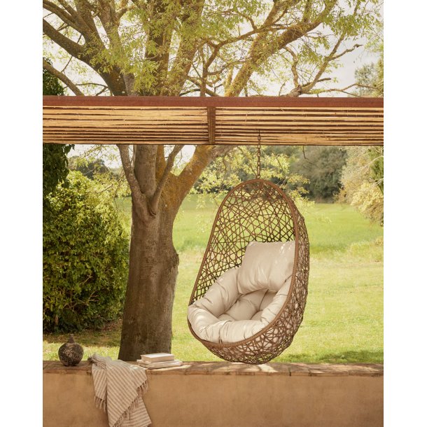 Florina hngestol, m. hynder - polyester og brun polyrattan