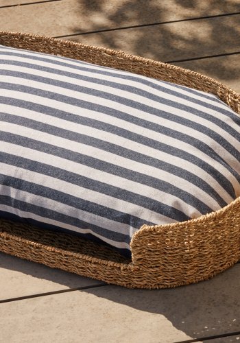 KAVE HOME Tabby-pute for kjledyr, rektangulr - hvite og bl bomullsstriper (60x40)