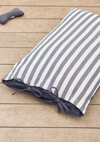 KAVE HOME Tabby-pute for kjledyr, rektangulr - hvite og bl bomullsstriper (60x40)
