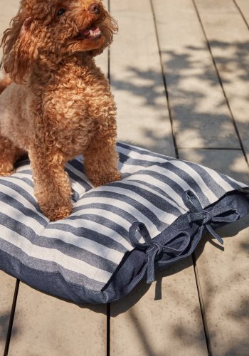 KAVE HOME Tabby-pute for kjledyr, rektangulr - hvite og bl bomullsstriper (60x40)