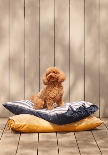 KAVE HOME Tabby-pute for kjledyr, rektangulr - hvite og bl bomullsstriper (60x40)